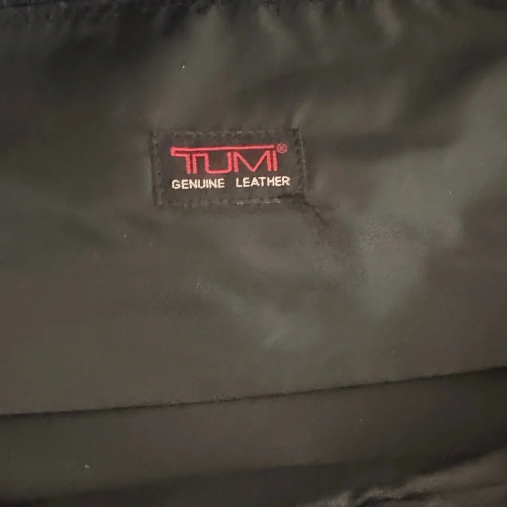 Tumi Black Leather Duffel Bag with Monogrammed JHM